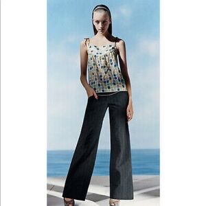 Anna Sui for Anthropologie Mile Marker Printed Silk Tank Size 4